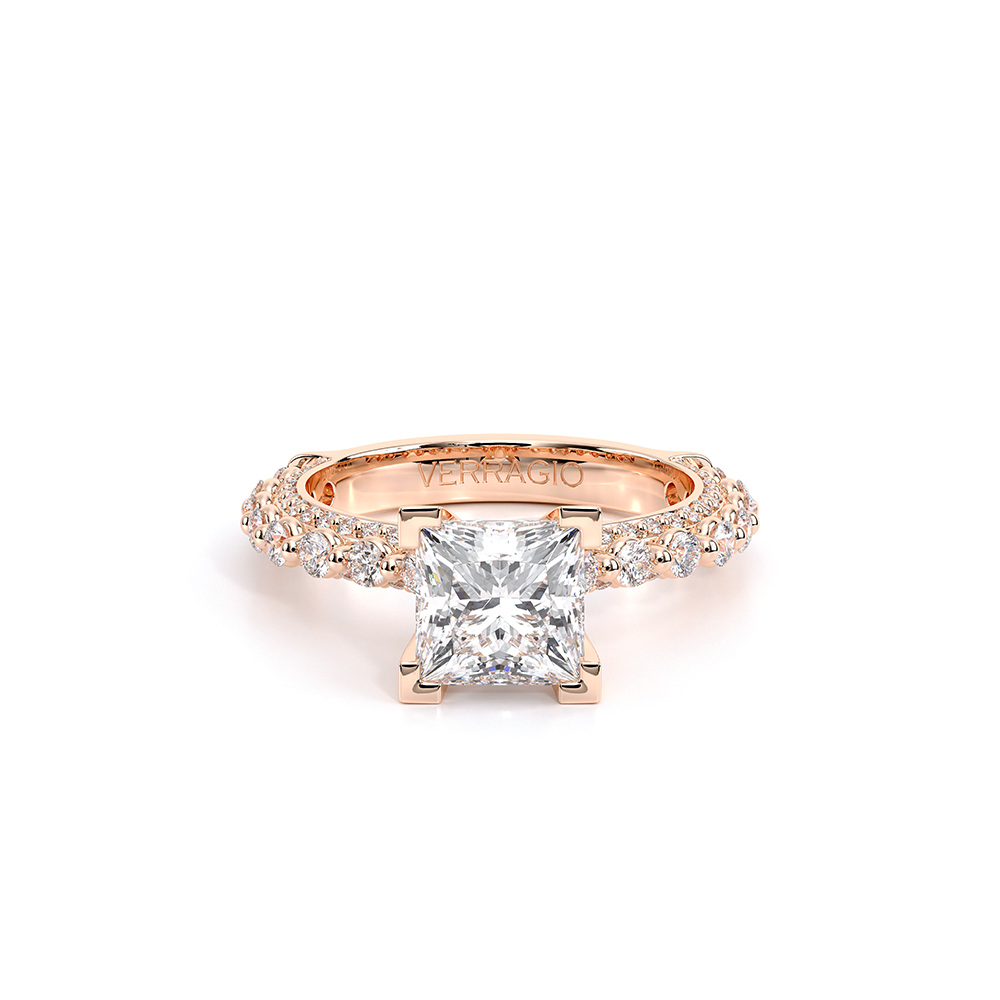 Princess Pavé 18k Rose Gold Engagement Ring - CTR-0488