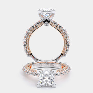 Princess Pavé 18k Rose and White Gold Engagement Ring - CTR-0488