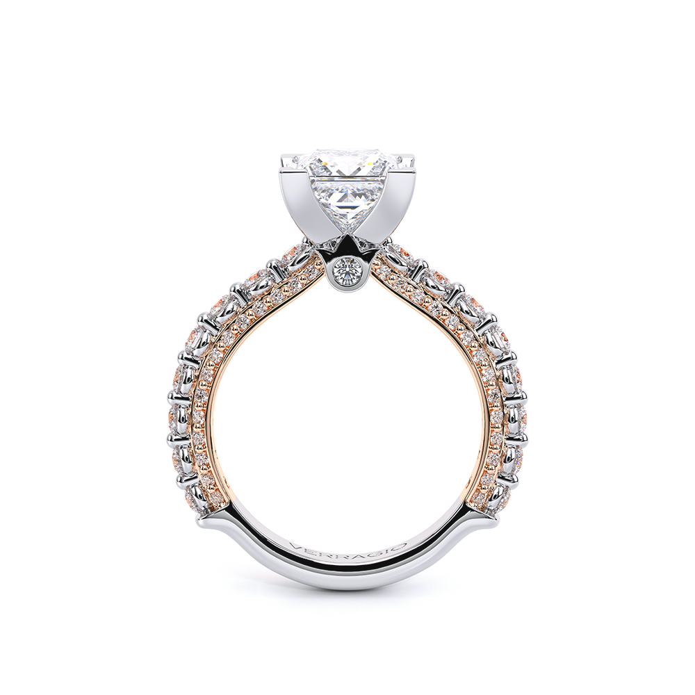 Princess Pavé 18k Rose and White Gold Engagement Ring - CTR-0488