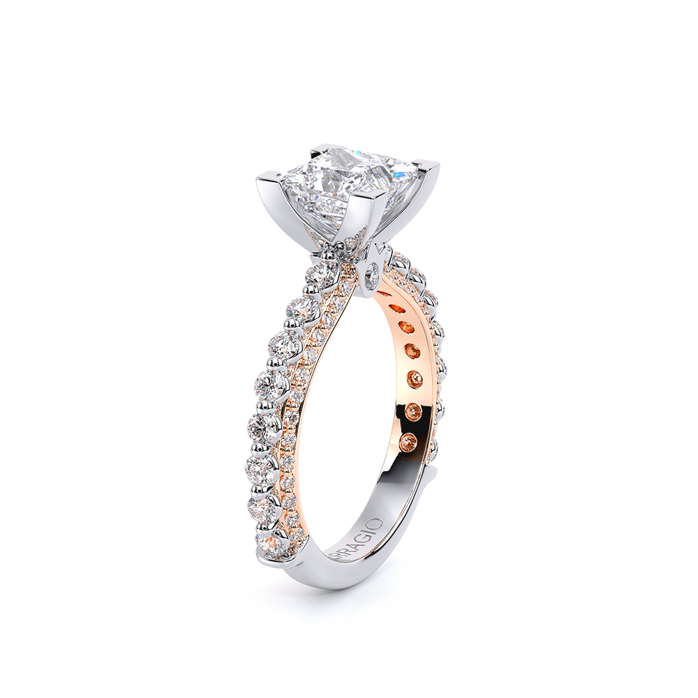 Princess Pavé 18k Rose and White Gold Engagement Ring - CTR-0488