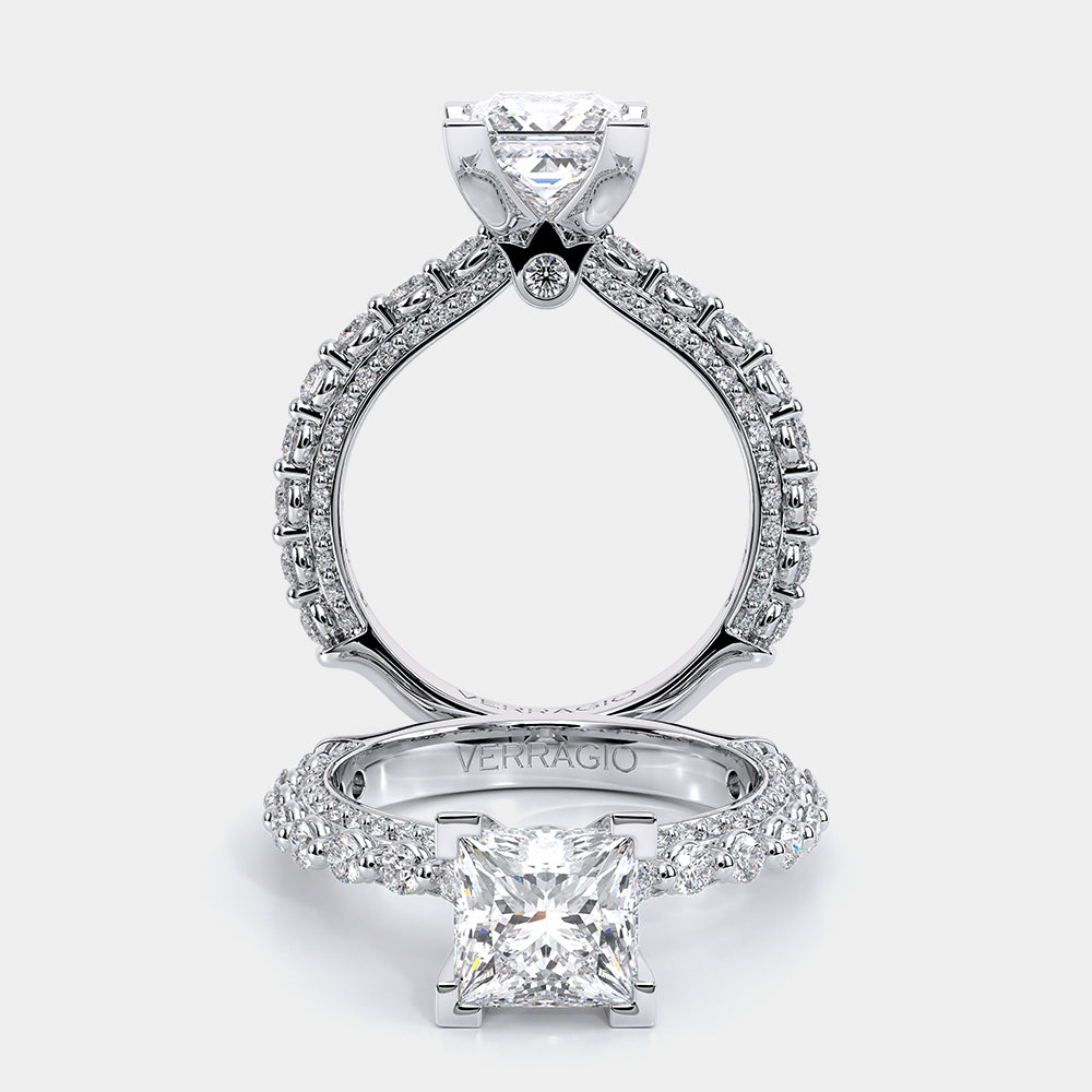 Princess Pavé 14k White Gold Engagement Ring - CTR-0488