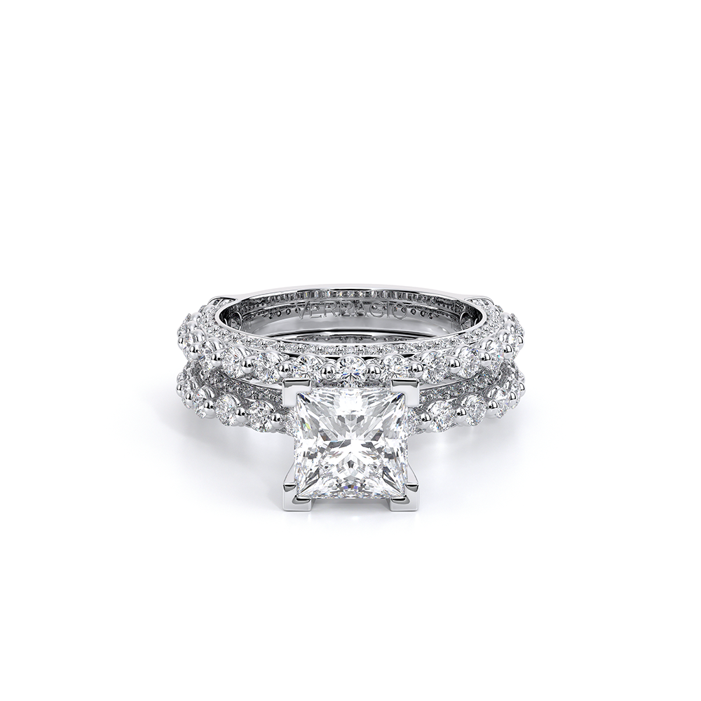 Princess Pavé 18k White Gold Engagement Ring - CTR-0488