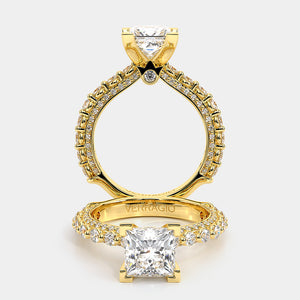 Princess Pavé 14k Yellow Gold Engagement Ring - CTR-0488