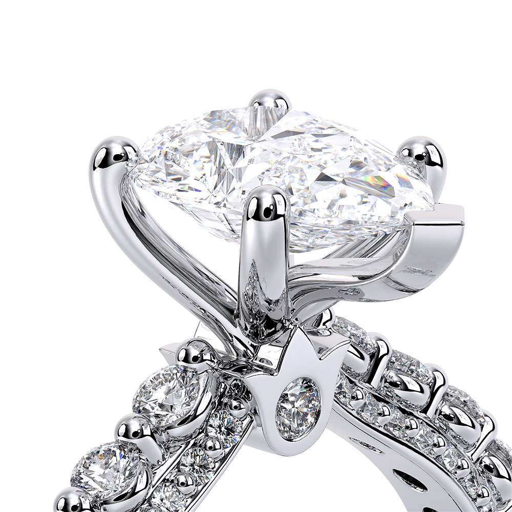 Pear Pavé Platinum Engagement Ring - CTR-0488