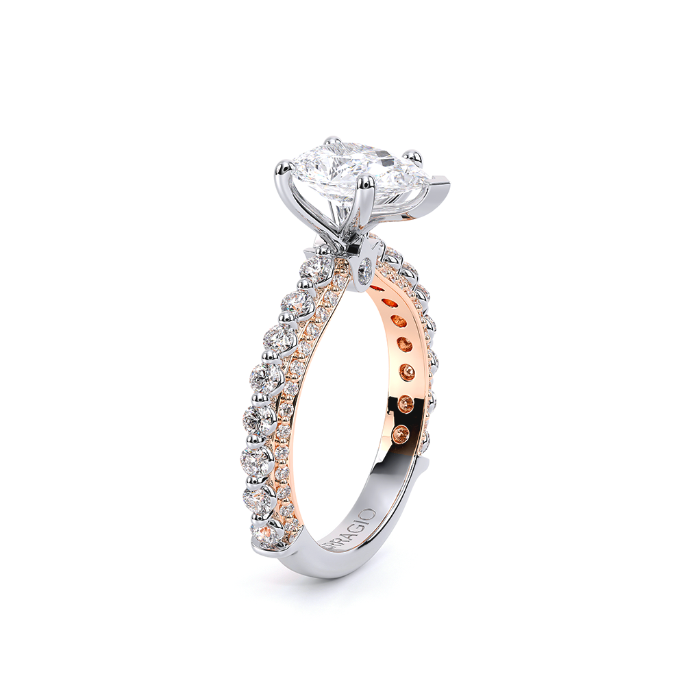 Pear Pavé 18k Rose and White Gold Engagement Ring - CTR-0488