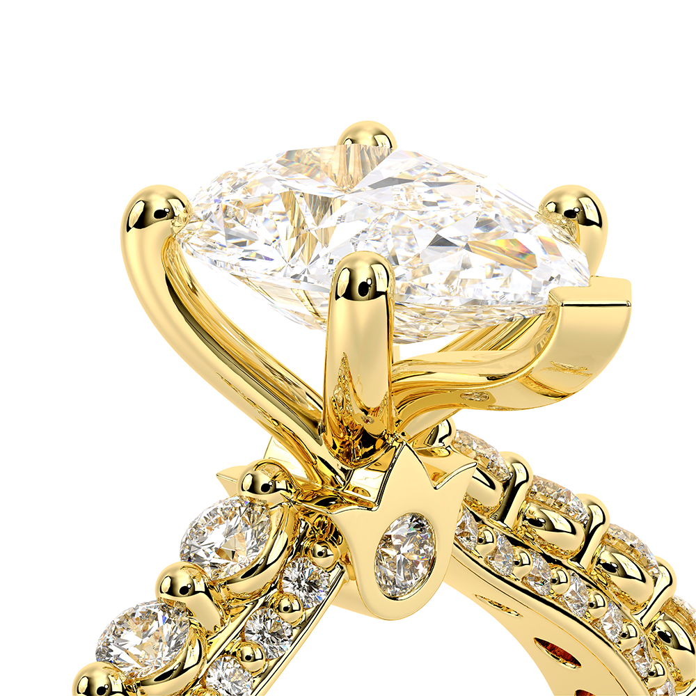 Pear Pavé 18k Yellow Gold Engagement Ring - CTR-0488