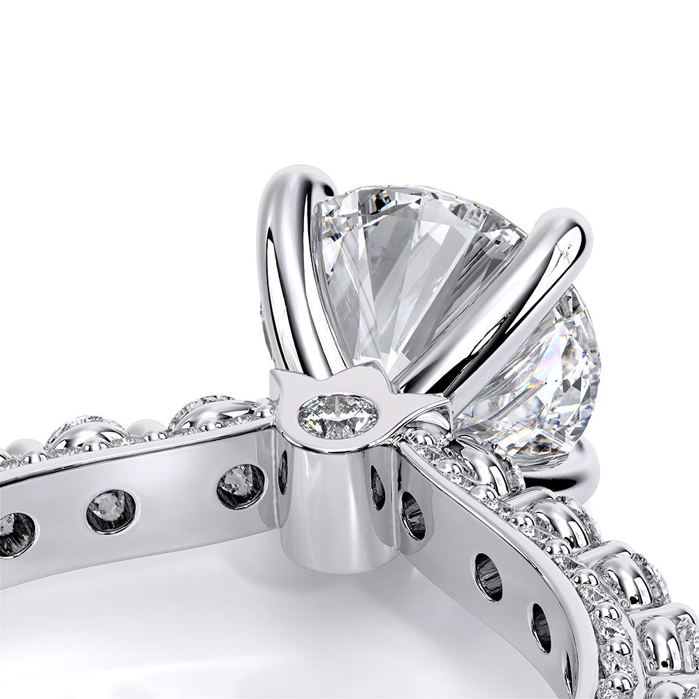 Round Pavé 18k White Gold Engagement Ring - CTR-0488