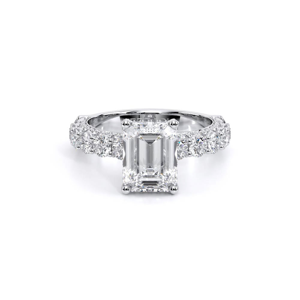 Emerald Pavé Platinum Engagement Ring - CTR-0489