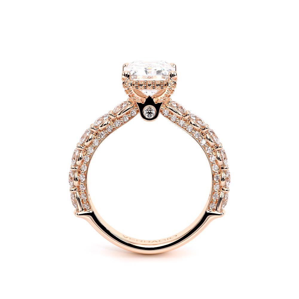 Emerald Pavé 14K Rose Gold Engagement Ring - CTR-0489