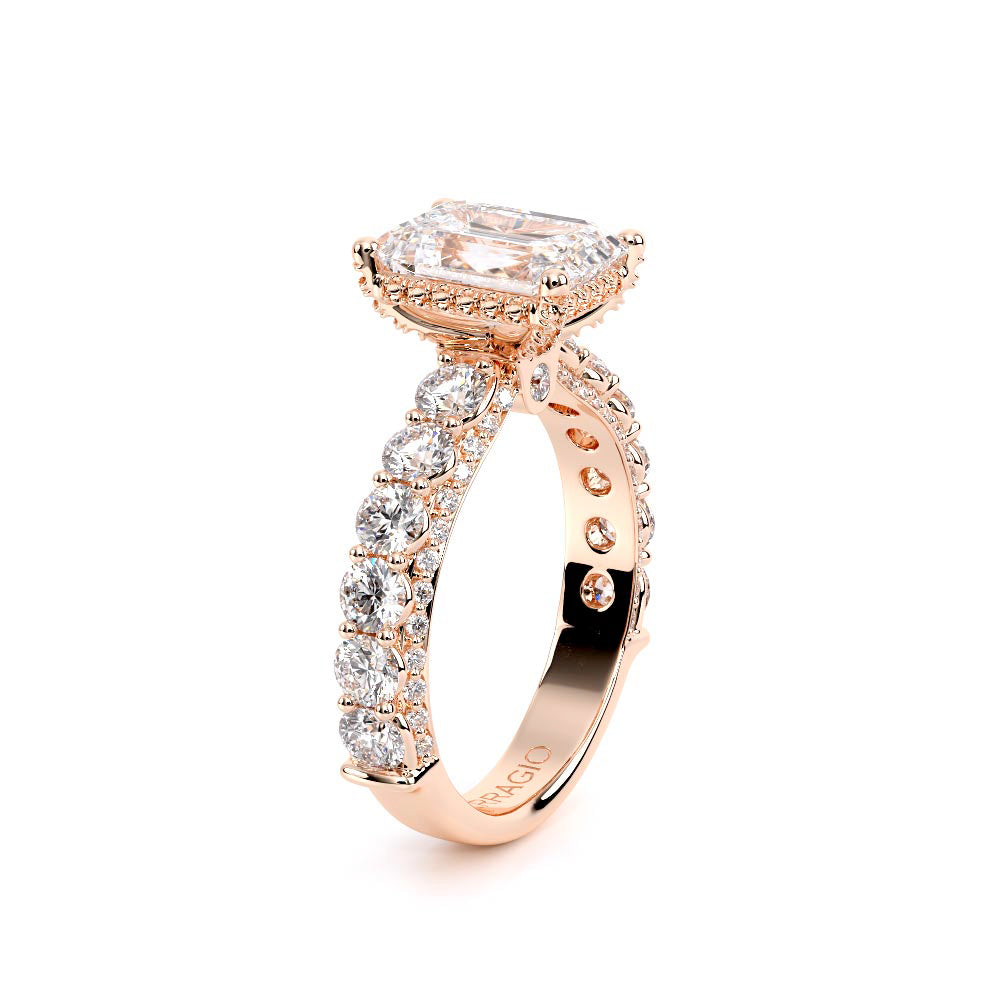 Emerald Pavé 14K Rose Gold Engagement Ring - CTR-0489