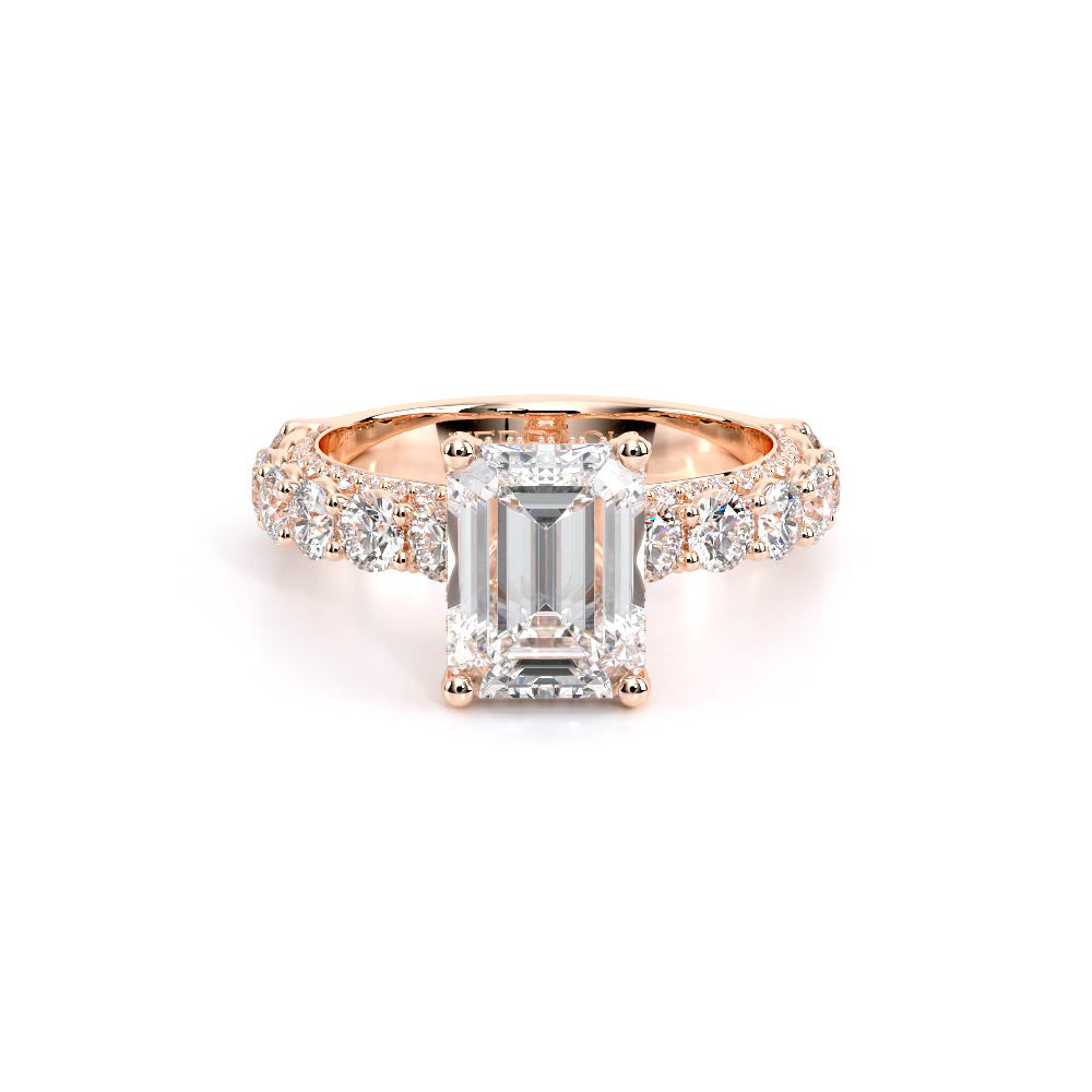 Emerald Pavé 18K Rose Gold Engagement Ring - CTR-0489