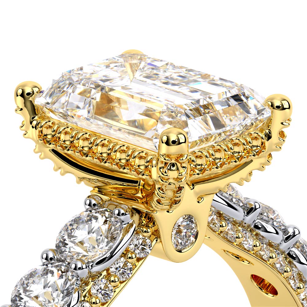 Emerald Pavé 14K Yellow and White Gold Engagement Ring - CTR-0489