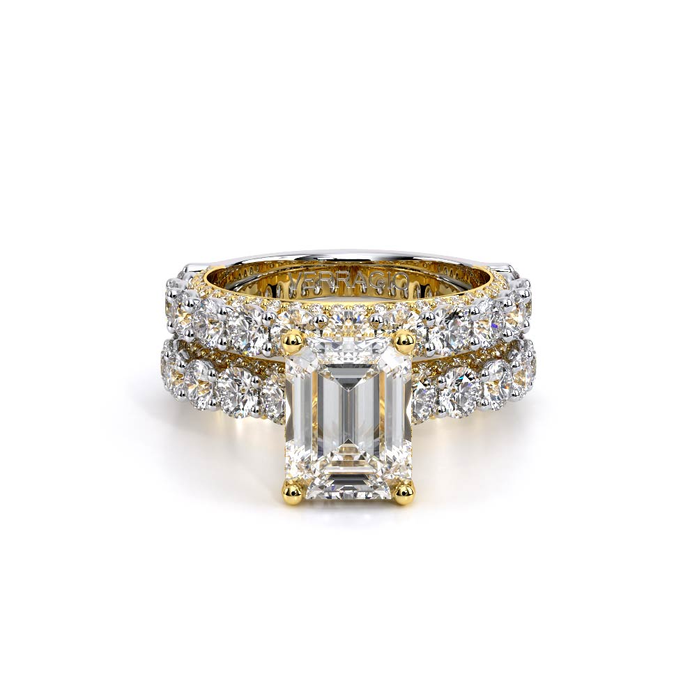 Emerald Pavé 18K Yellow and White Gold Engagement Ring - CTR-0489