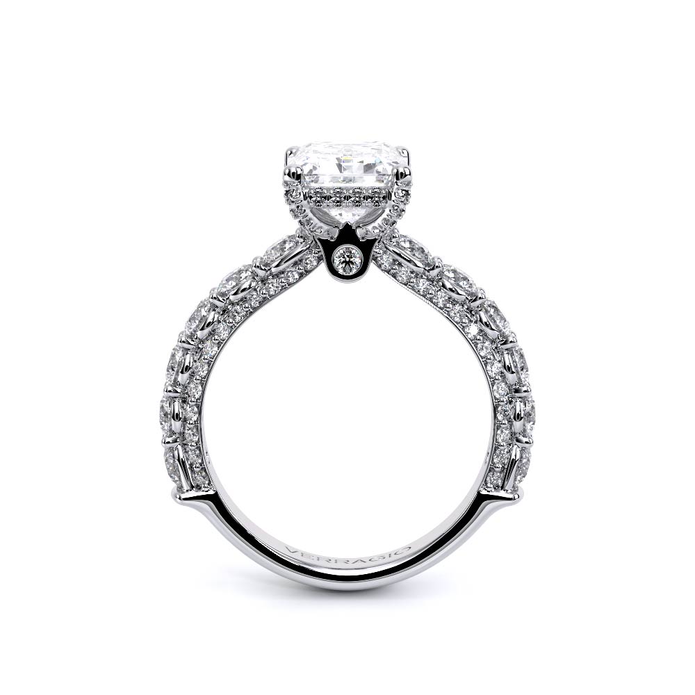 Emerald Pavé 14K White Gold Engagement Ring - CTR-0489