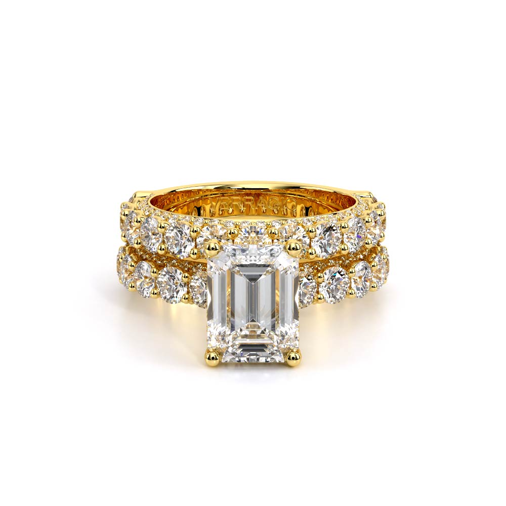 Emerald Pavé 18K Yellow Gold Engagement Ring - CTR-0489