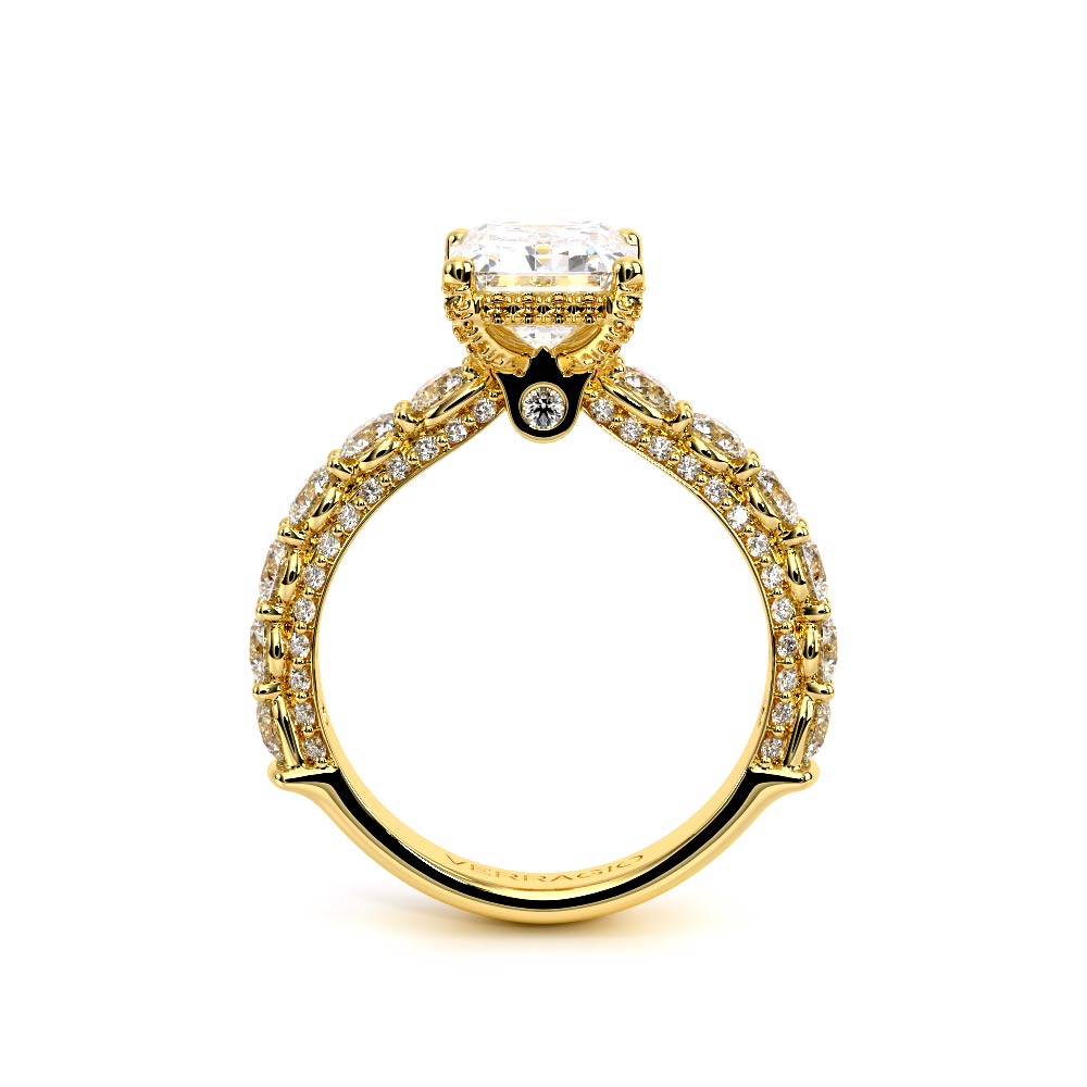 Emerald Pavé 18K Yellow Gold Engagement Ring - CTR-0489