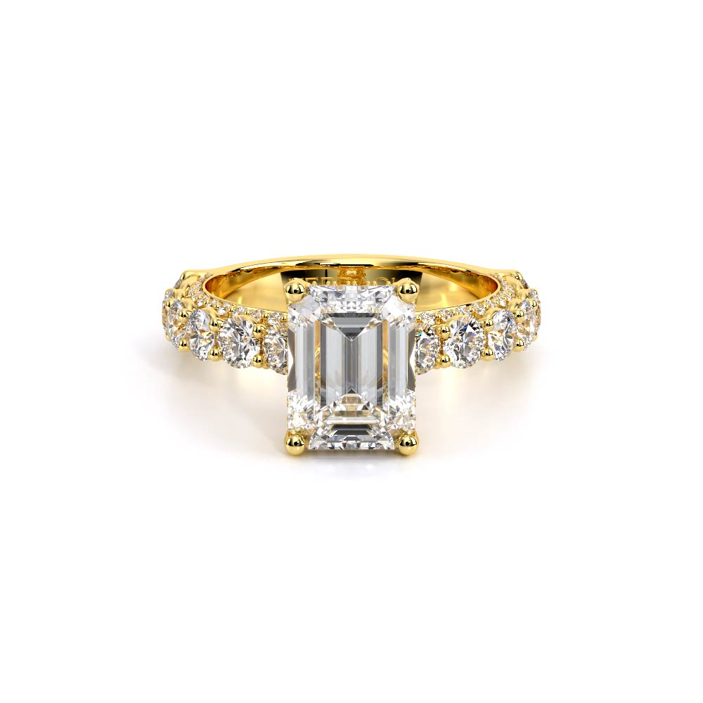 Emerald Pavé 18K Yellow Gold Engagement Ring - CTR-0489