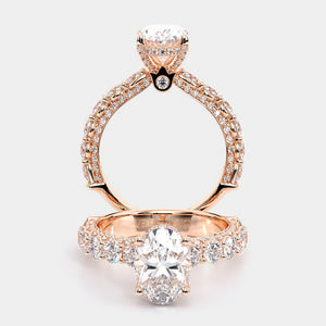 Oval Pavé 14K Rose Gold Engagement Ring - CTR-0489
