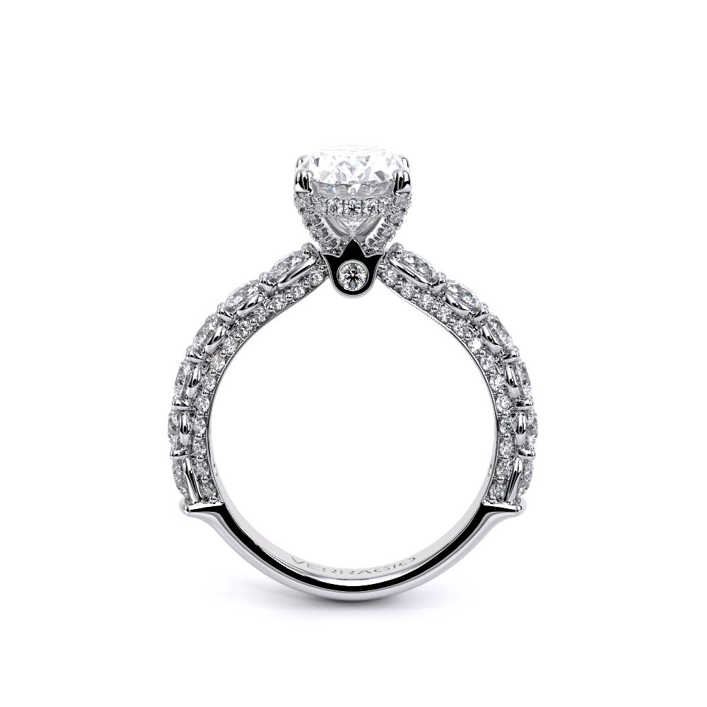 Oval Pavé 18K White Gold Engagement Ring - CTR-0489