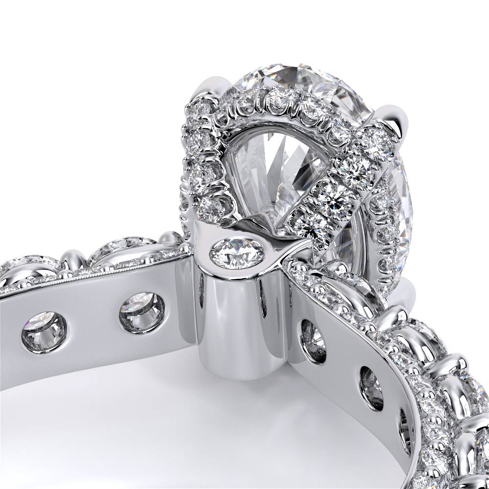 Oval Pavé 18K White Gold Engagement Ring - CTR-0489