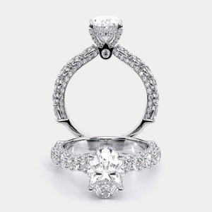 Oval Pavé 18K White Gold Engagement Ring - CTR-0489