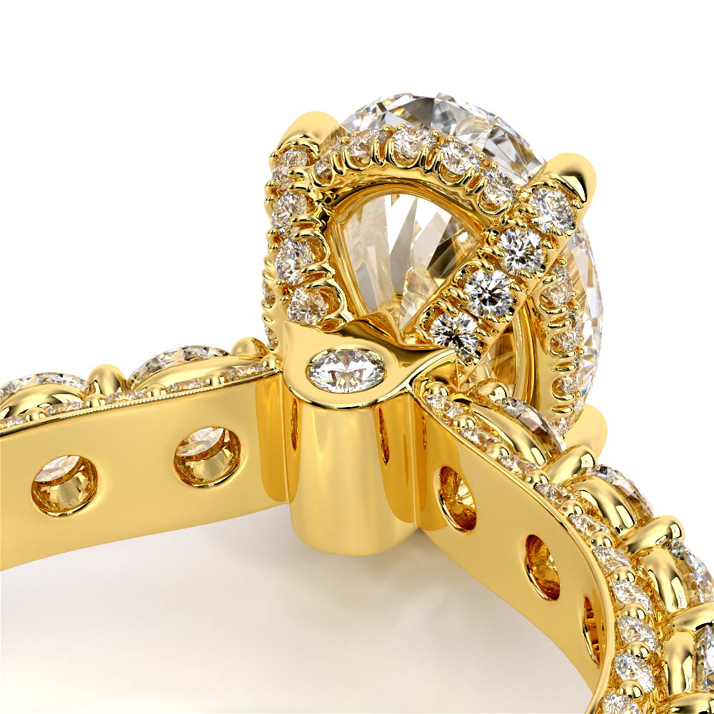 Oval Pavé 18K Yellow Gold Engagement Ring - CTR-0489