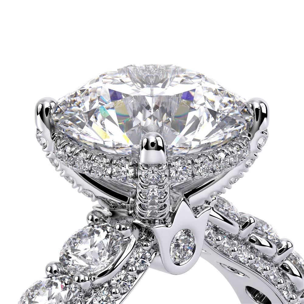 Round Pavé Platinum Engagement Ring - CTR-0489
