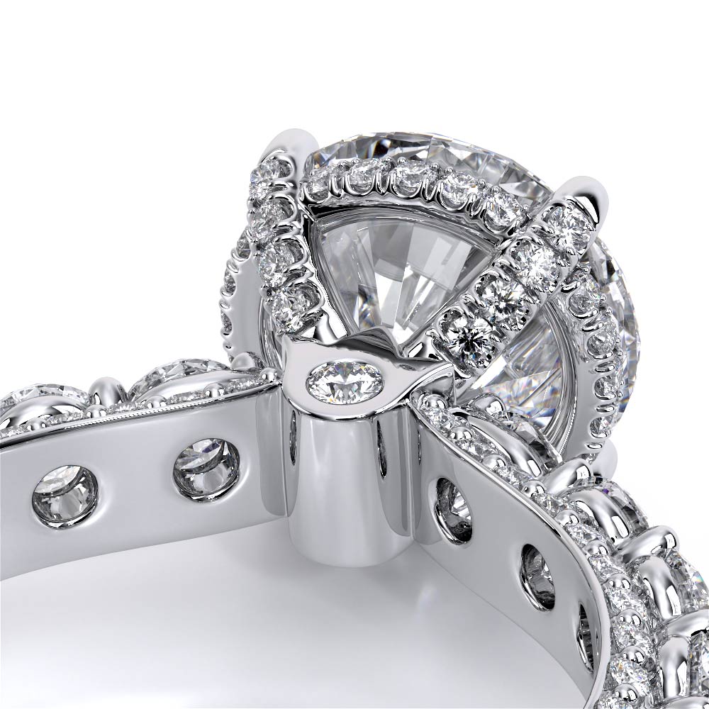 Round Pavé 18K White Gold Engagement Ring - CTR-0489