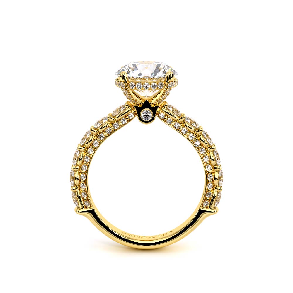 Round Pavé 14K Yellow Gold Engagement Ring - CTR-0489