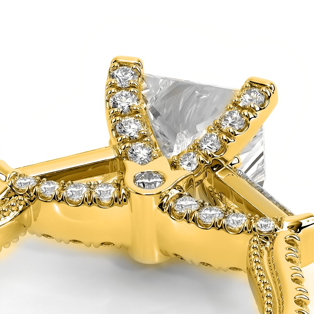 Princess Three-Stone 14k Yellow Gold Engagement Ring - REN-991