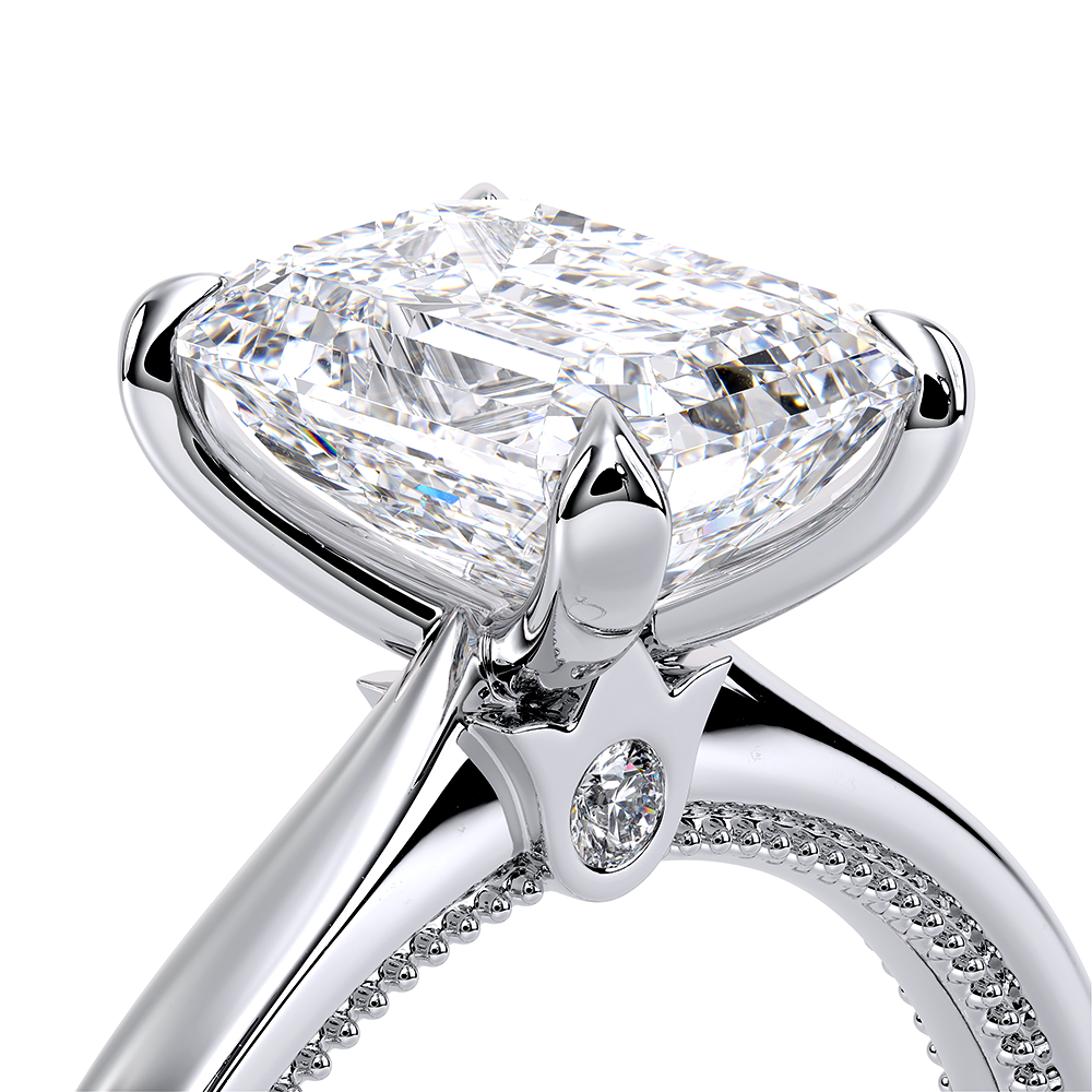 Emerald Solitaire Platinum Engagement Ring - REN-SOL301