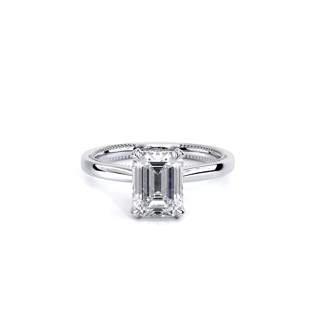 Emerald Solitaire Platinum Engagement Ring - REN-SOL301