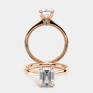Emerald Solitaire 14k Rose Gold Engagement Ring - REN-SOL301