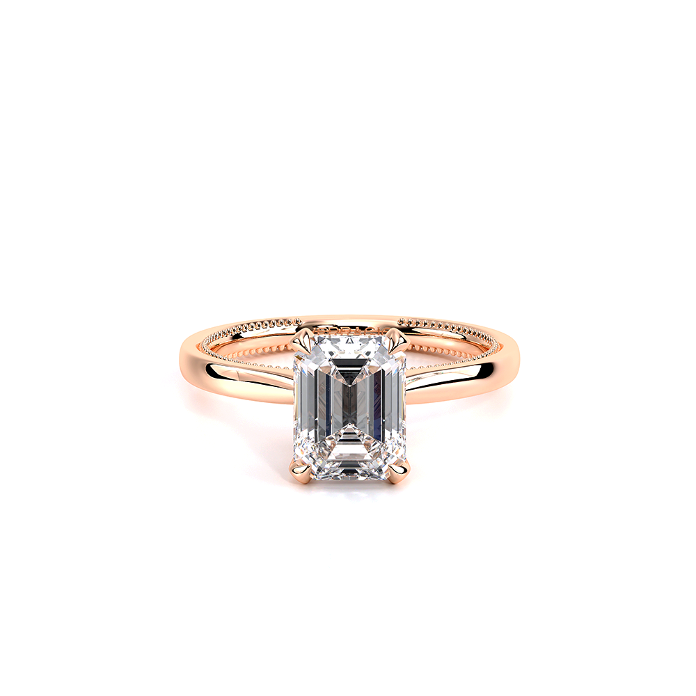 Emerald Solitaire 18k Rose Gold Engagement Ring - REN-SOL301