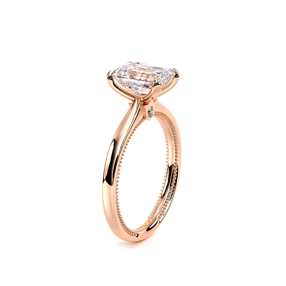 Emerald Solitaire 18k Rose Gold Engagement Ring - REN-SOL301