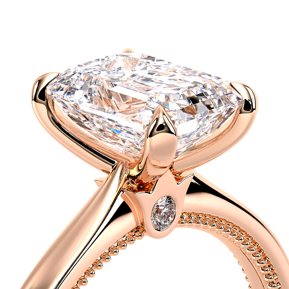 Emerald Solitaire 18k Rose Gold Engagement Ring - REN-SOL301