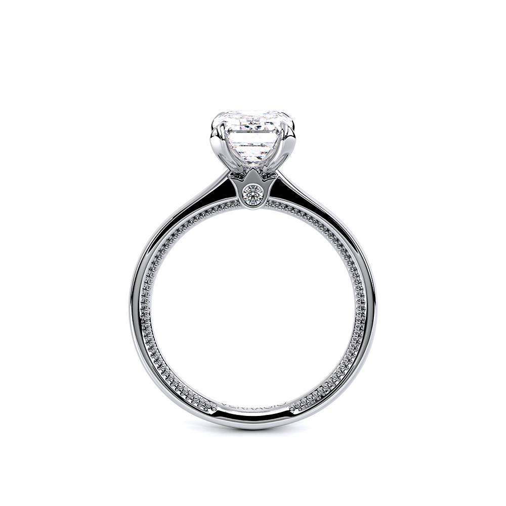 Emerald Solitaire 18k White Gold Engagement Ring - REN-SOL301