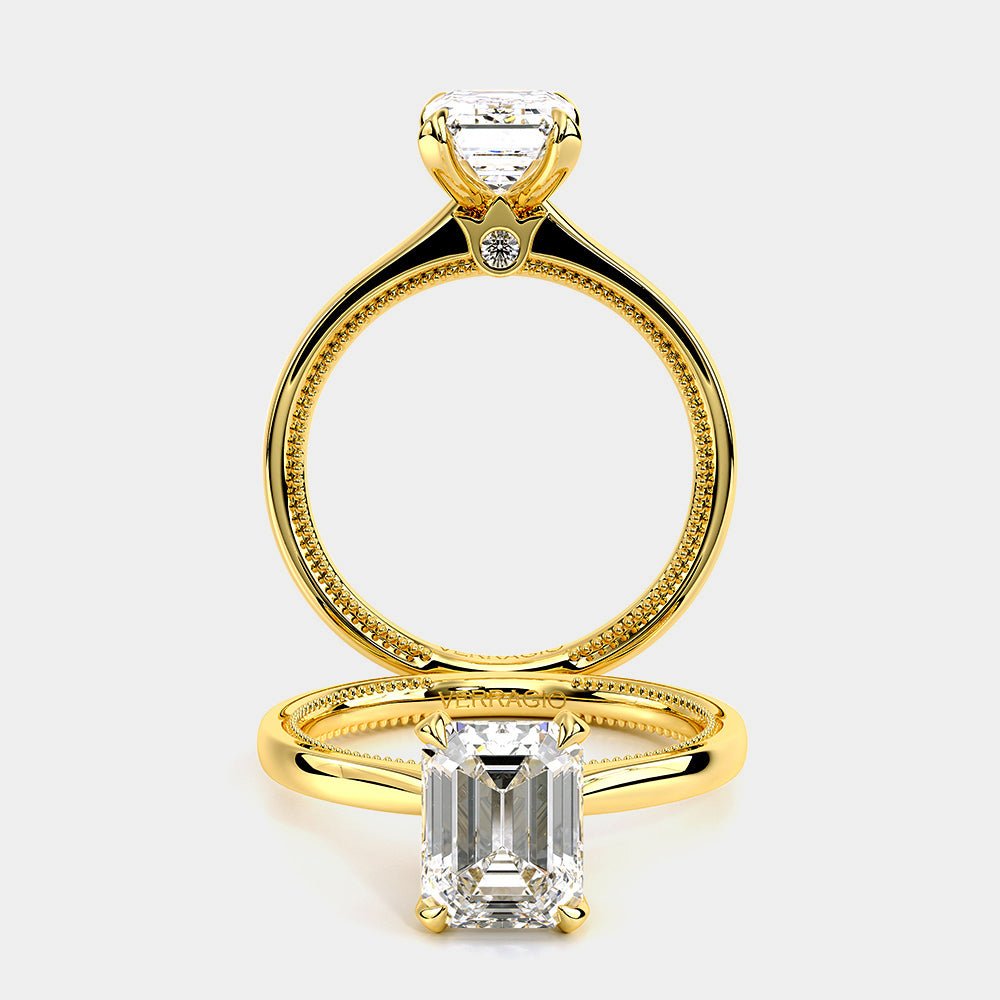 Emerald Solitaire 14k Yellow Gold Engagement Ring - REN-SOL301