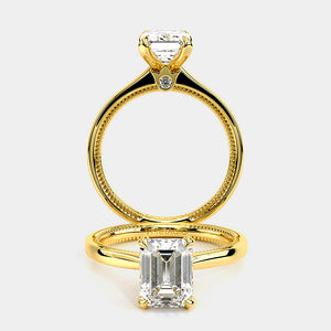 Emerald Solitaire 18k Yellow Gold Engagement Ring - REN-SOL301