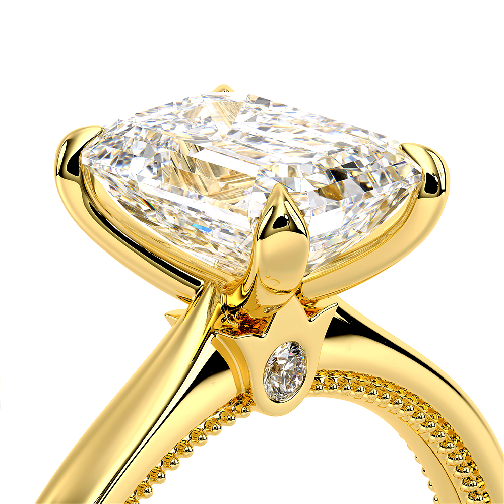 Emerald Solitaire 18k Yellow Gold Engagement Ring - REN-SOL301