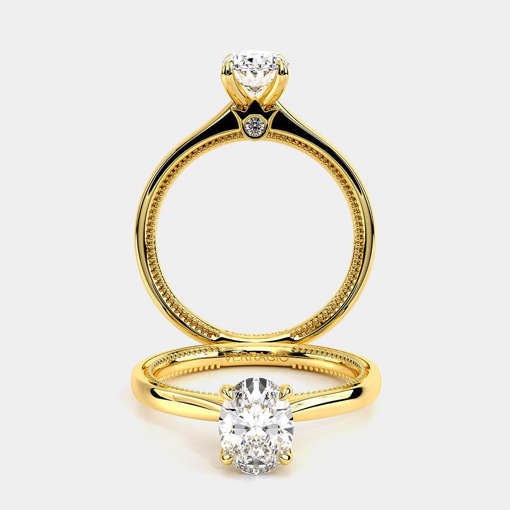Oval Solitaire 18k Yellow Gold Engagement Ring - REN-SOL301