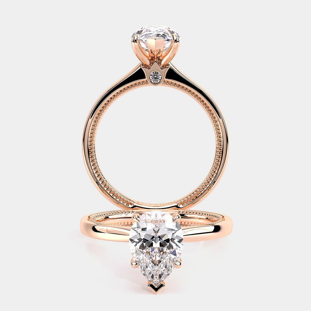 Pear Solitaire 18k Rose Gold Engagement Ring - REN-SOL301