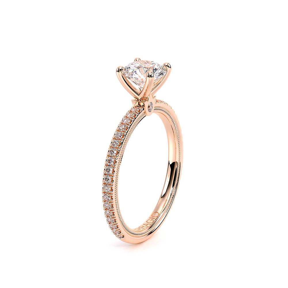 Round Solitaire 14k Rose Gold Engagement Ring - TR-120R4