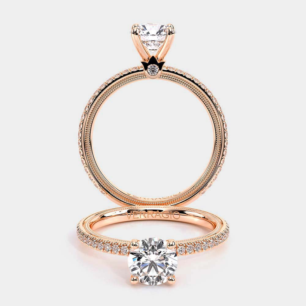 Round Solitaire 14k Rose Gold Engagement Ring - TR-120R4