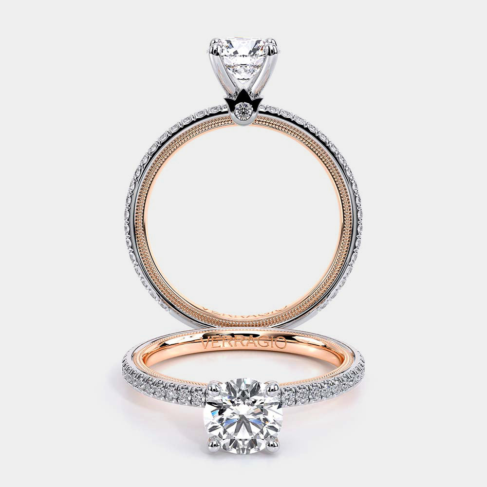 Round Solitaire 18k Rose and White Gold Gold Engagement Ring - TR-120R4
