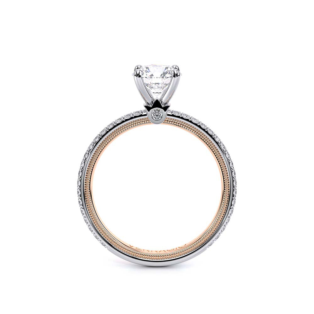 Round Solitaire 18k Rose and White Gold Gold Engagement Ring - TR-120R4
