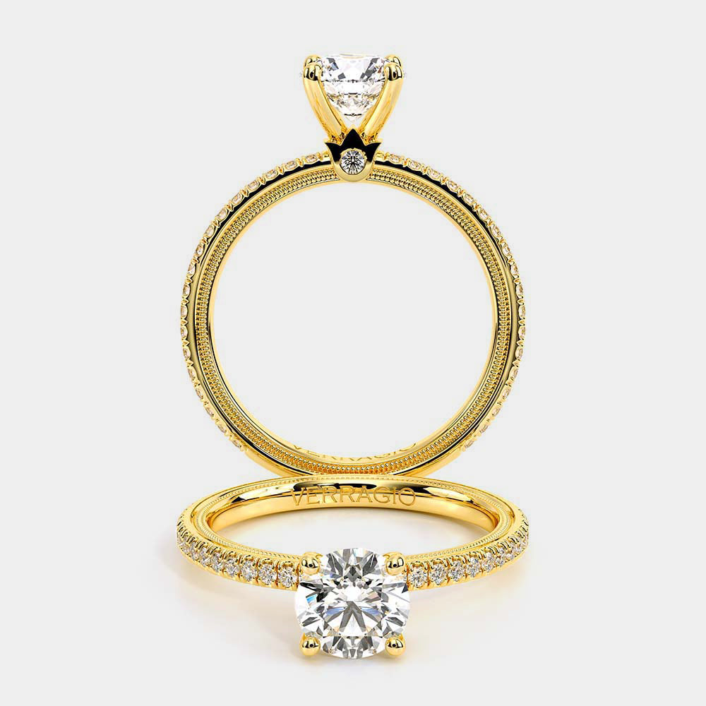 Round Solitaire 18k Yellow Gold Engagement Ring - TR-120R4