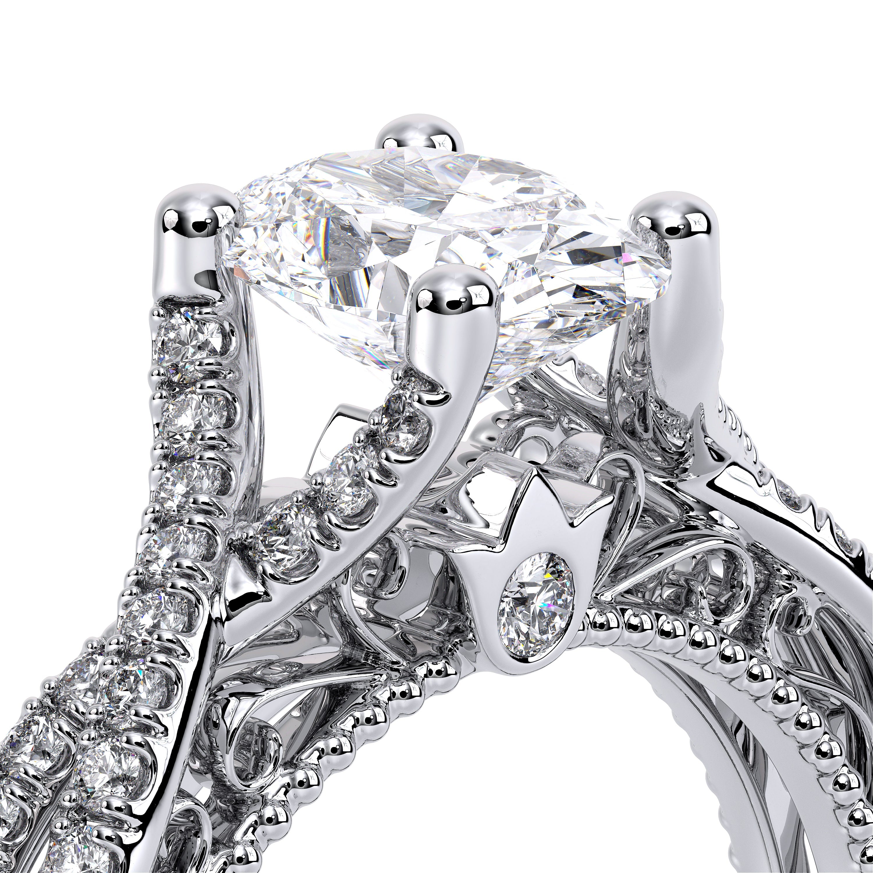 Oval Pavé Platinum Engagement Ring - VEN-5003