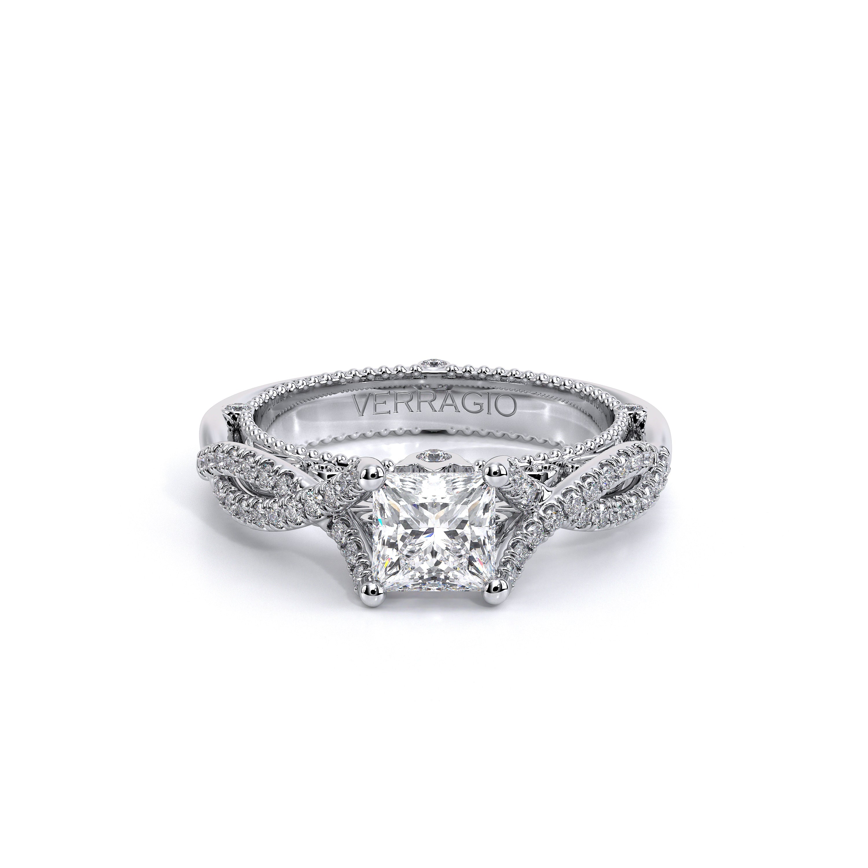 Princess Pavé Platinum Engagement Ring - VEN-5003