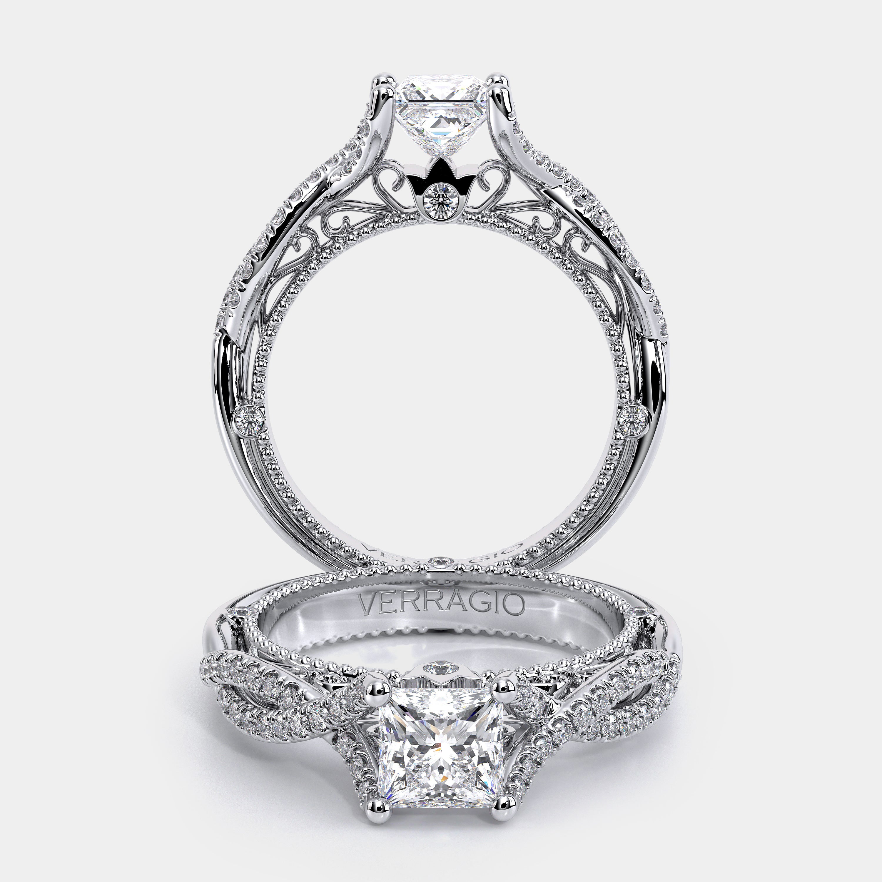 Princess Pavé 14k White Gold Engagement Ring - VEN-5003